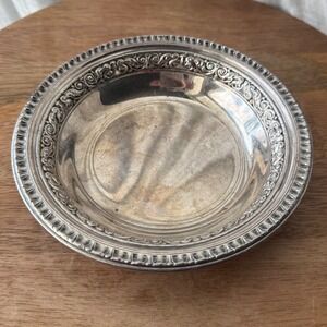 Vintage Reed & Barton Silverplate Trinket Dish Ornate Scroll Border 6inch Bowl